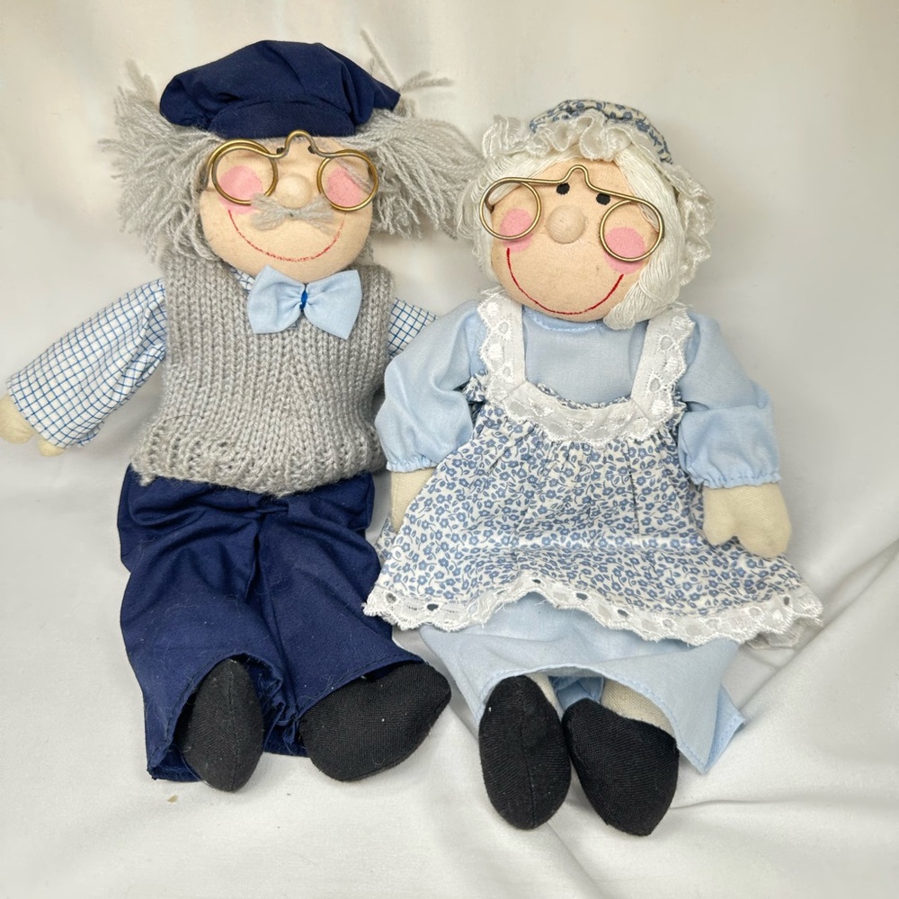 Grandma Doll Grandpa Doll Vintage man 10 in woman 9,5 in